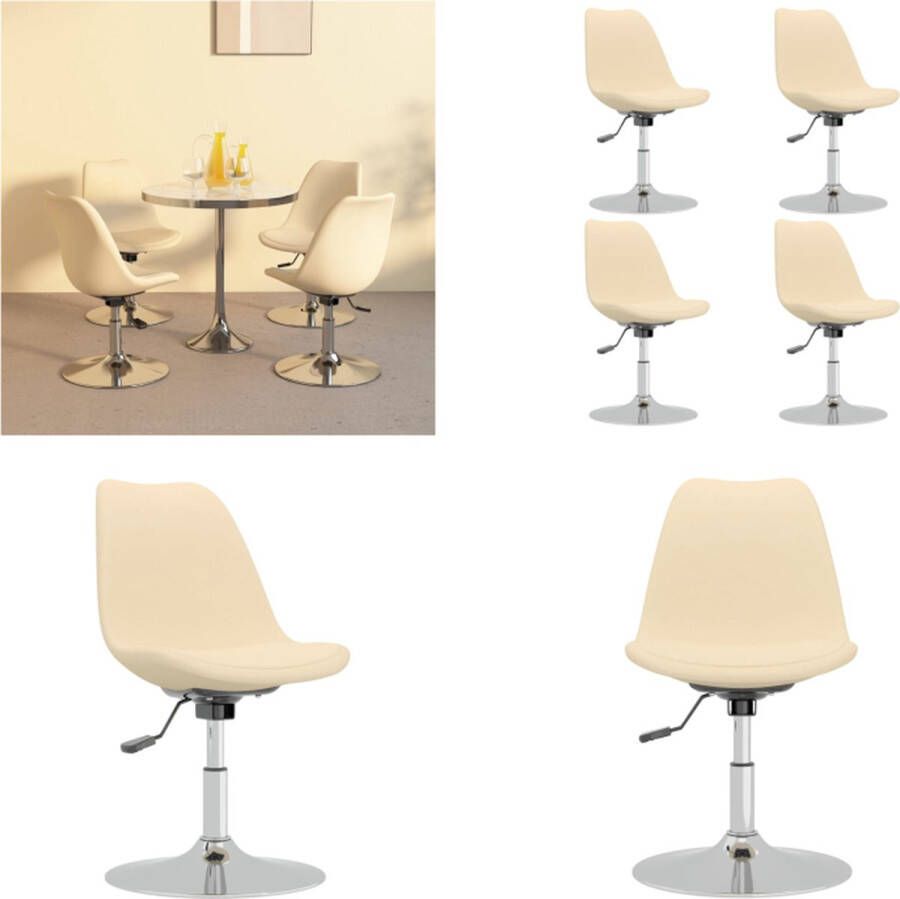 VidaXL Eetkamerstoelen 4 st draaibaar stof crÃ¨mekleurig - Foto 3