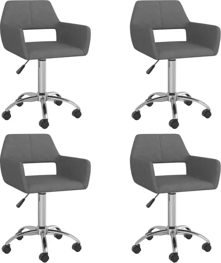 VidaXL -Eetkamerstoelen-4-st-draaibaar-stof-donkergrijs - Foto 3