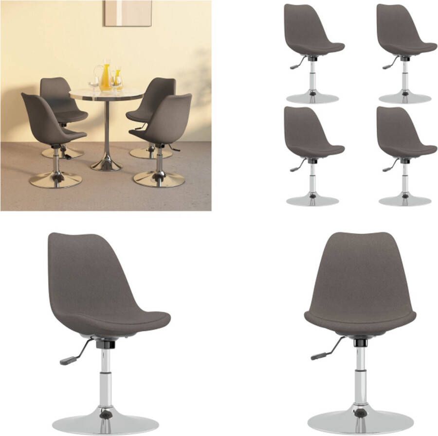 VidaXL Eetkamerstoelen 4 st draaibaar stof donkergrijs Eetstoel Eetstoelen Keukenstoel Stoel - Foto 2