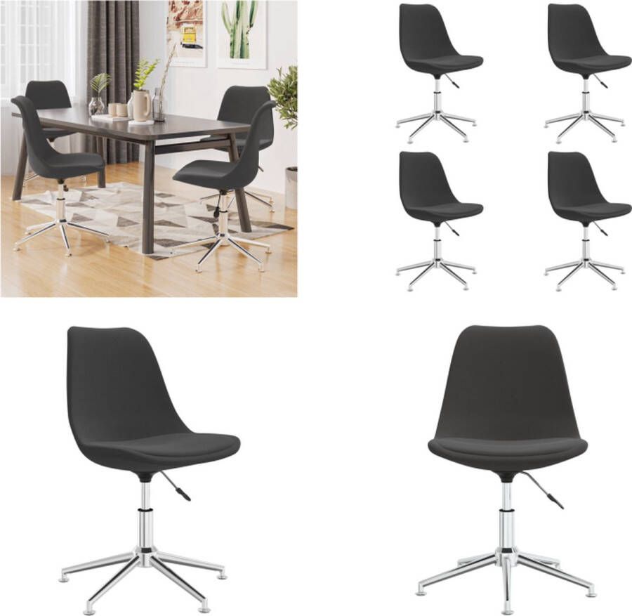 VidaXL Eetkamerstoelen 4 st draaibaar stof donkergrijs Eetstoel Eetstoelen Keukenstoel Stoel