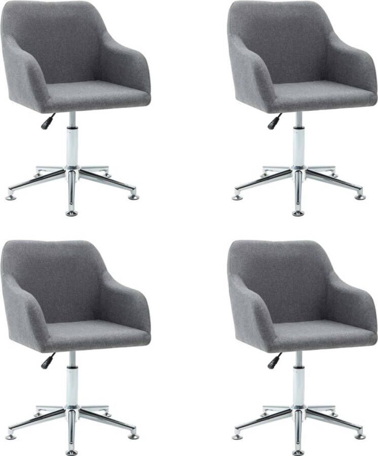 VidaXL -Eetkamerstoelen-4-st-draaibaar-stof-lichtgrijs