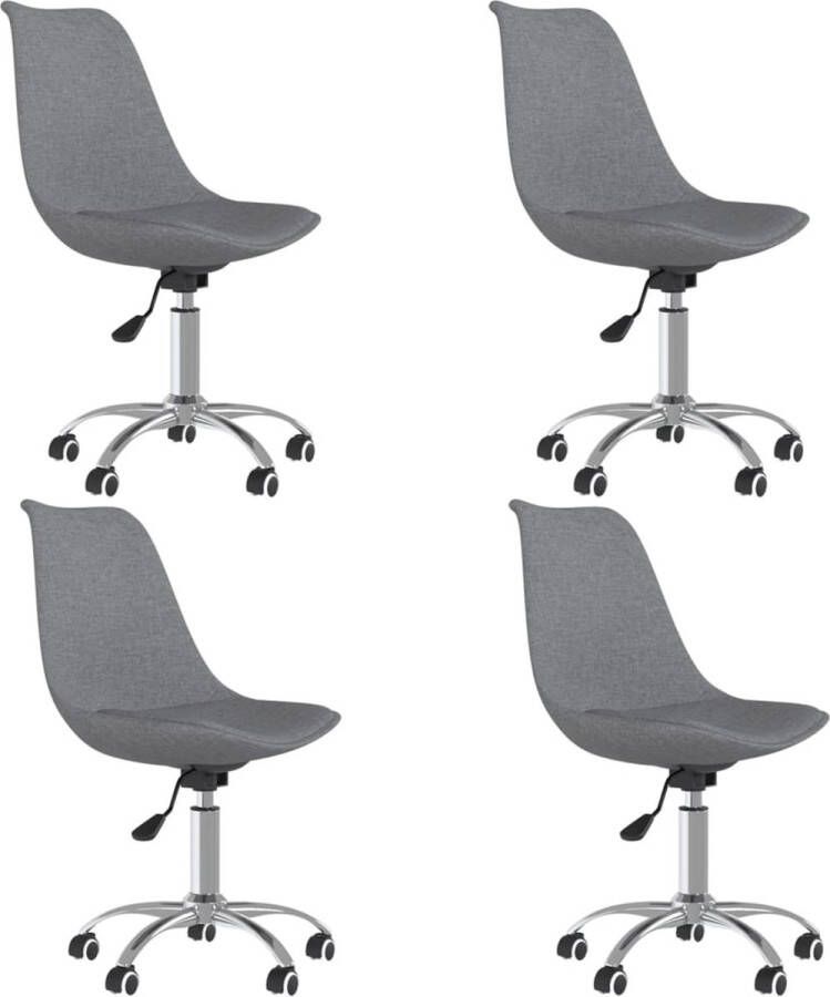 VidaXL Eetkamerstoelen 4 st draaibaar stof lichtgrijs - Foto 2