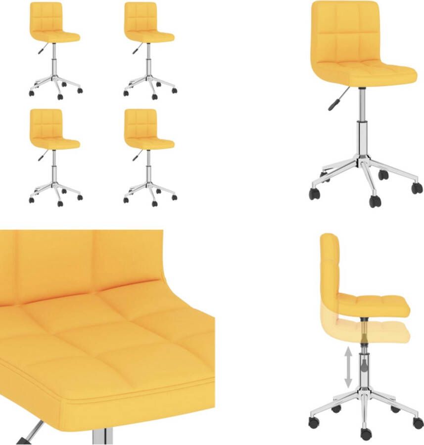 VidaXL Eetkamerstoelen 4 st draaibaar stof mosterdgeel Eetkamerstoel Eetkamerstoelen Dinerstoel Dinerstoelen
