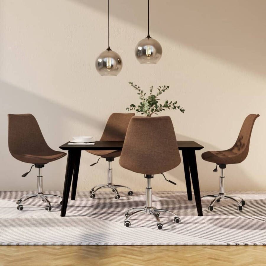 VidaXL -Eetkamerstoelen-4-st-draaibaar-stof-taupe