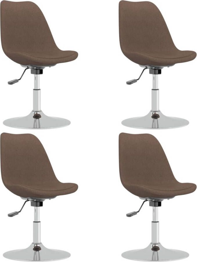 VidaXL -Eetkamerstoelen-4-st-draaibaar-stof-taupe - Foto 6