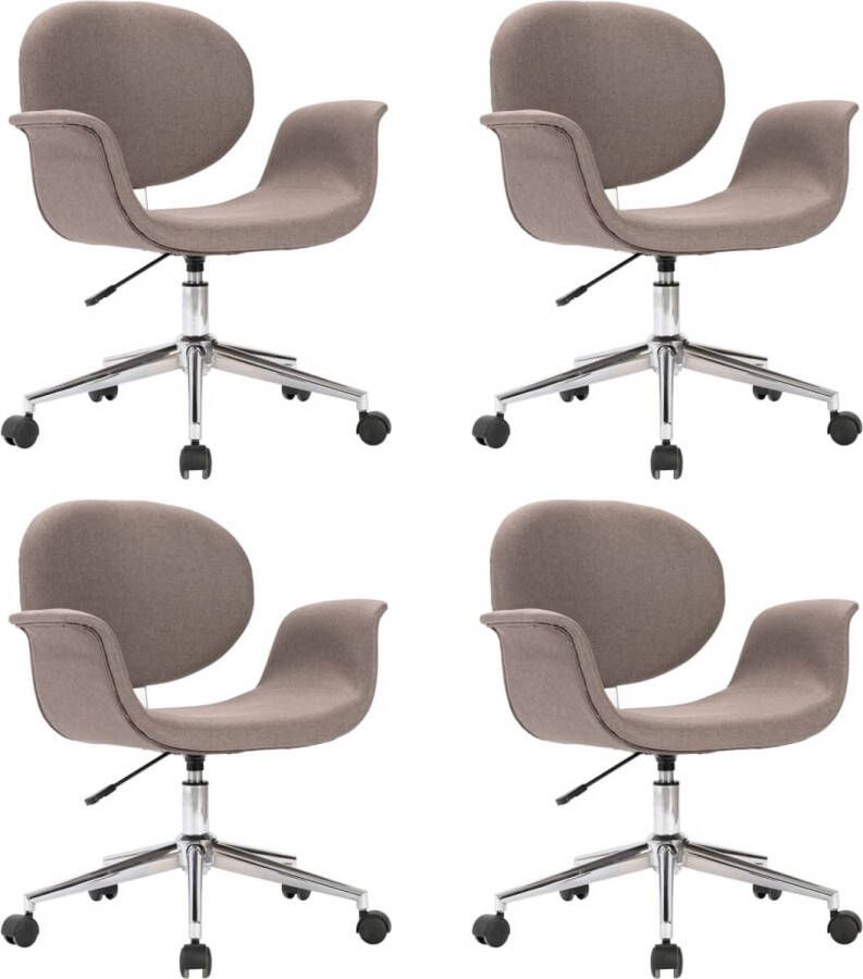 VidaXL -Eetkamerstoelen-4-st-draaibaar-stof-taupe - Foto 2