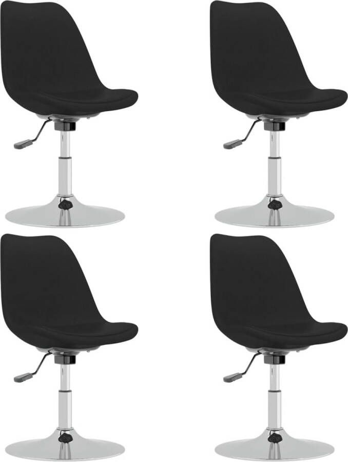VidaXL Draaibare Eetkamerstoelen Set van 4 Eetkamerstoel Draaistool Stoffen Stoel Zwarte Stoel Gasveren Mechanisme Ergonomische Stoel Design Stoel Luxe Stoel