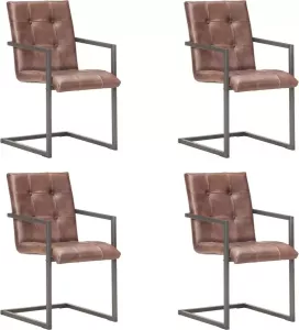 VidaXL Eetkamerstoelen 4 st echt leer verweerd bruin