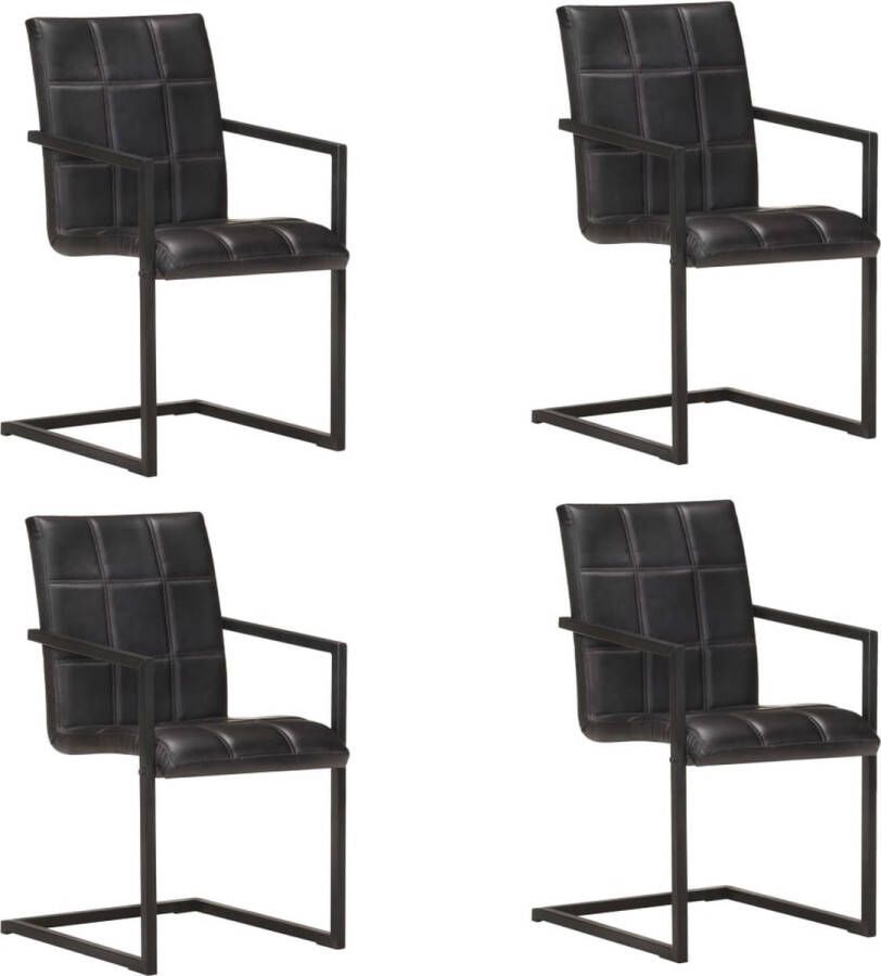 VidaXL -Eetkamerstoelen-4-st-echt-leer-zwart