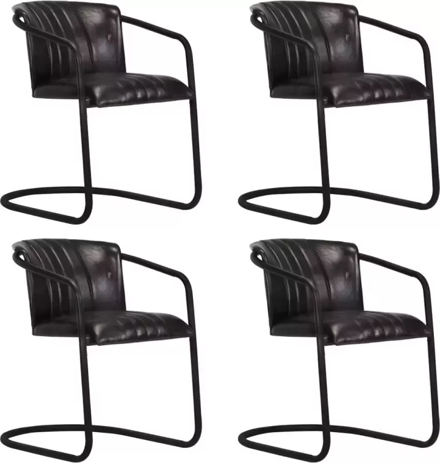 VidaXL Eetkamerstoelen 4 st echt leer zwart - Foto 2
