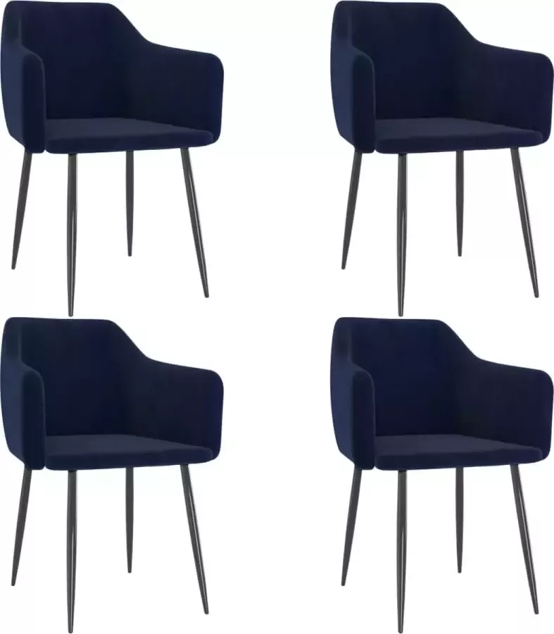 VidaXL Eetkamerstoelen 4 St Fluweel Blauw