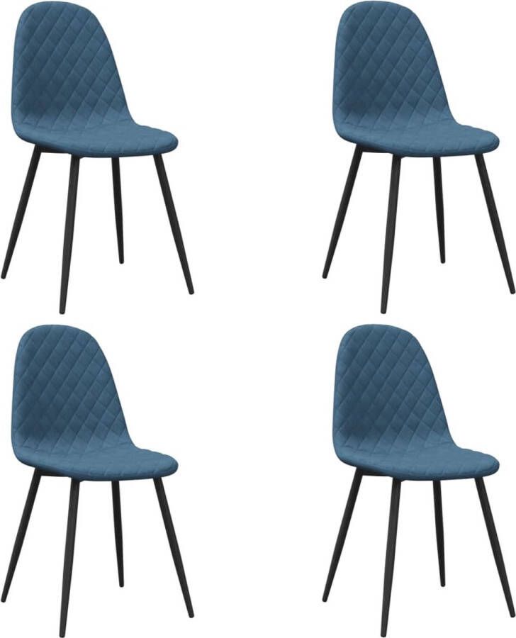 VidaXL -Eetkamerstoelen-4-st-fluweel-blauw - Foto 3