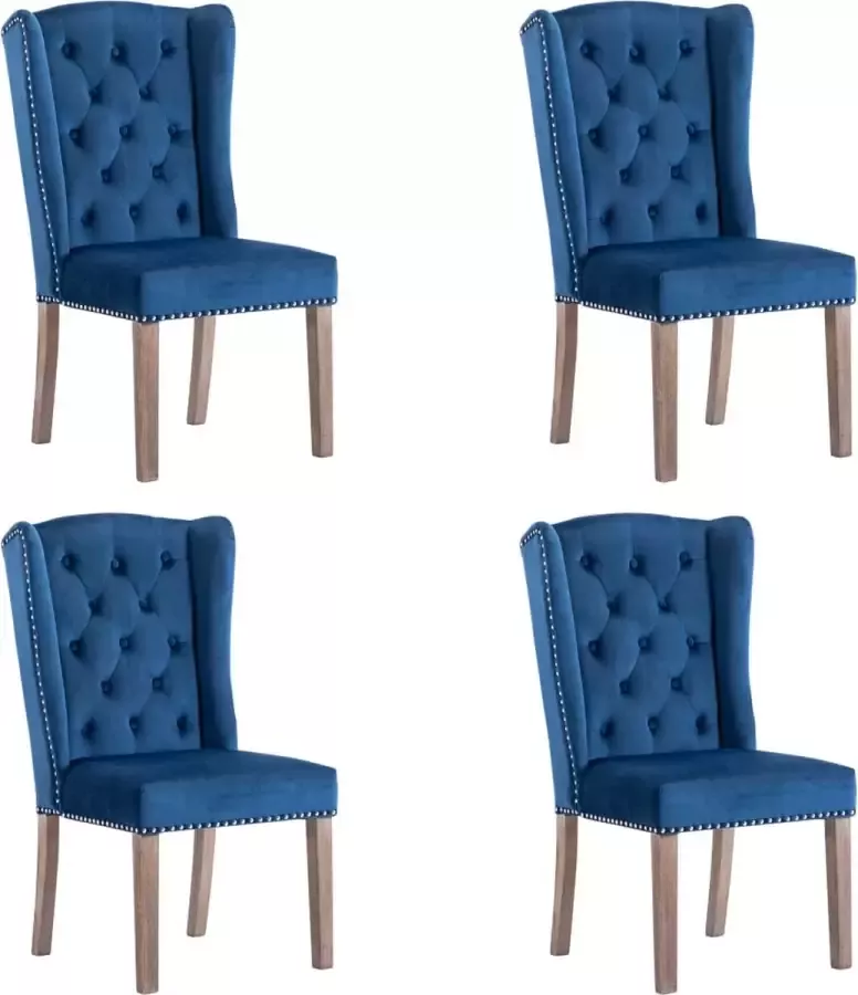 VidaXL -Eetkamerstoelen-4-st-fluweel-blauw - Foto 7