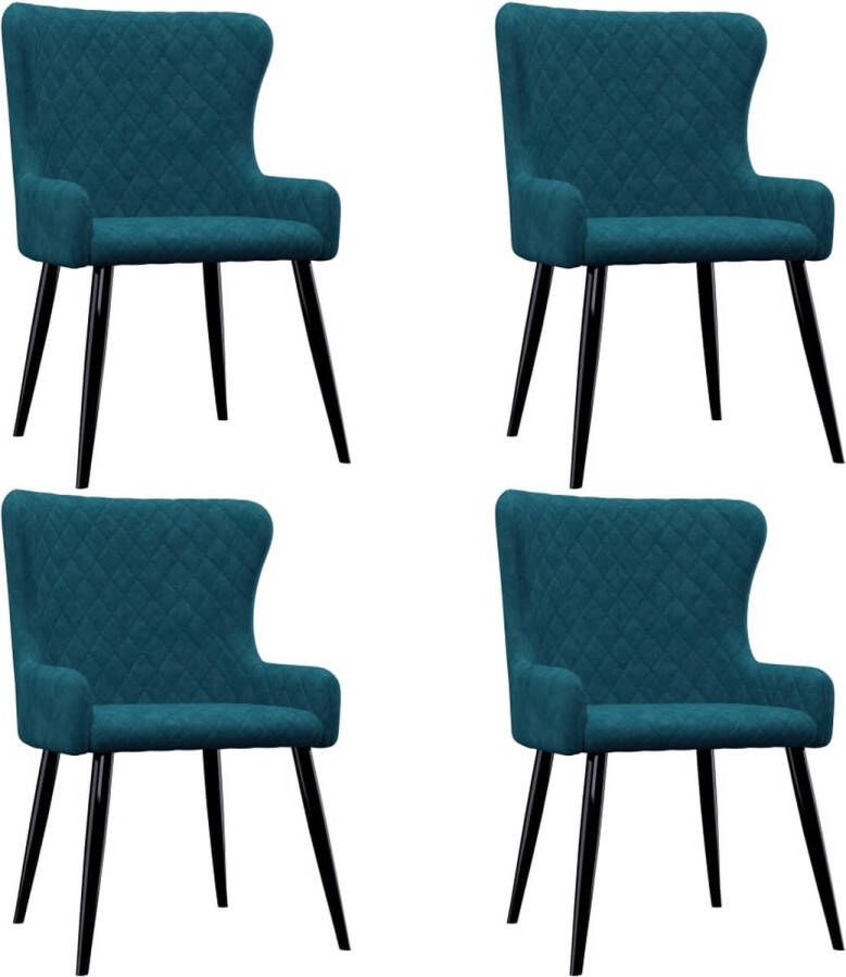 VidaXL -Eetkamerstoelen-4-st-fluweel-blauw - Foto 2