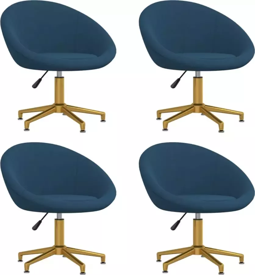 VidaXL Eetkamerstoelen 4 St Fluweel Blauw - Foto 2