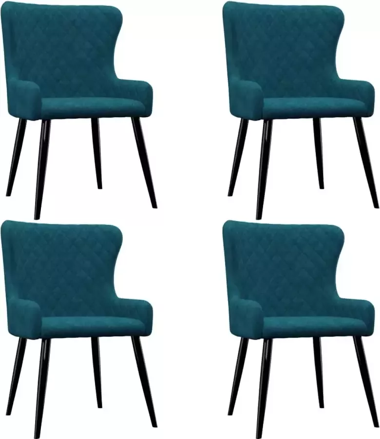 VidaXL Eetkamerstoelen 4 st fluweel blauw - Foto 2