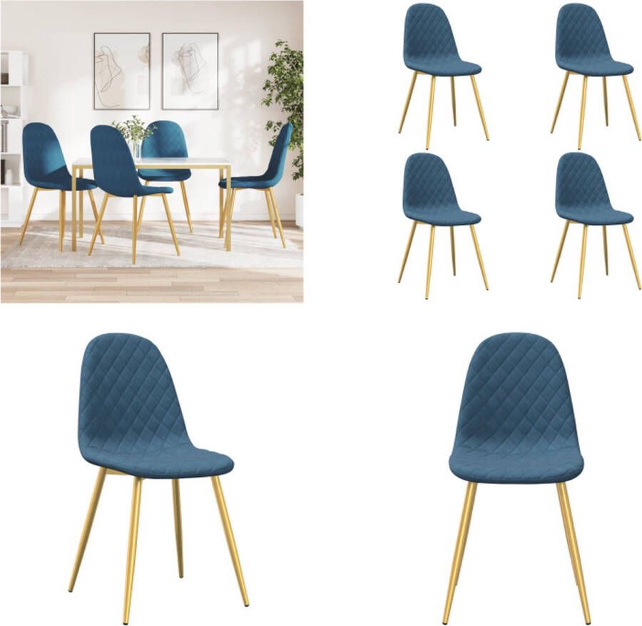 VidaXL Eetkamerstoelen 4 st fluweel blauw Eetkamerstoel Eetkamerstoelen Stoel Stoelen