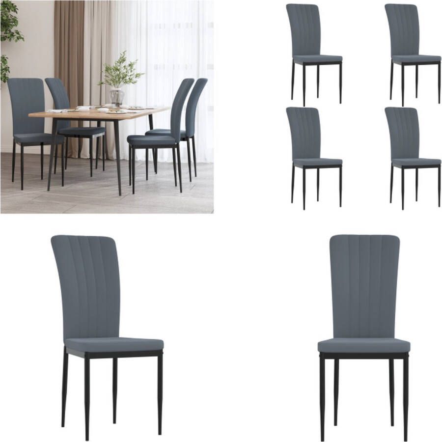 VidaXL -Eetkamerstoelen-4-st-fluweel-donkergrijs