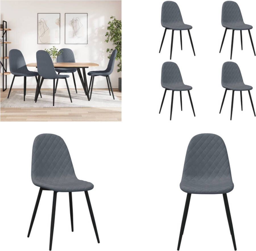VidaXL -Eetkamerstoelen-4-st-fluweel-donkergrijs - Foto 2