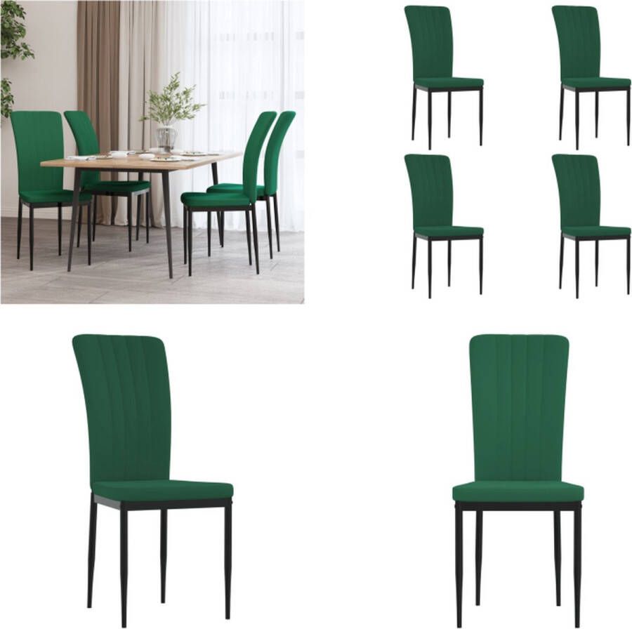 VidaXL -Eetkamerstoelen-4-st-fluweel-donkergroen