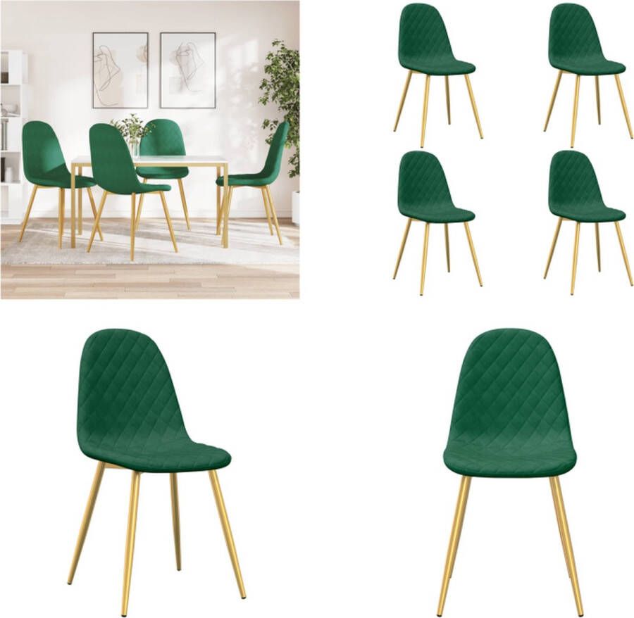 VidaXL -Eetkamerstoelen-4-st-fluweel-donkergroen