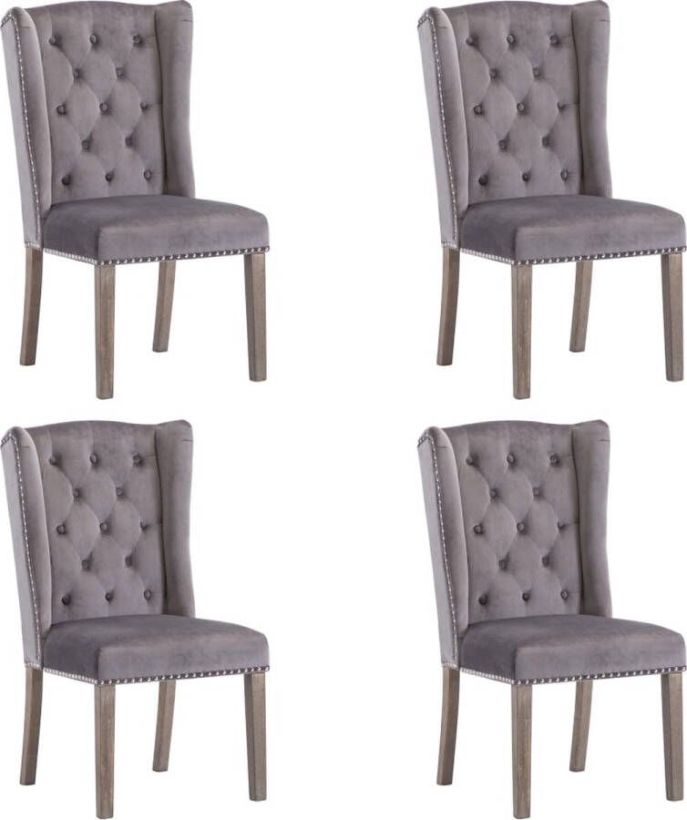 Vida XL vidaXL Eetkamerstoelen 4 st fluweel grijs-VXL-3055873 - Foto 3