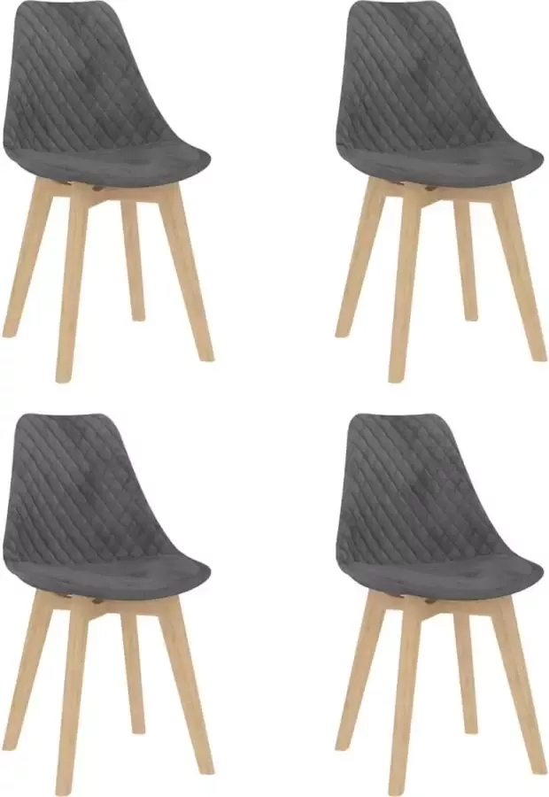 VidaXL Eetkamerstoelen 4 st fluweel grijs