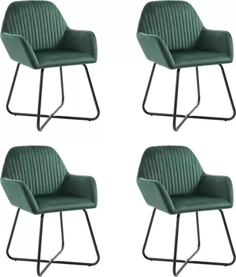 VidaXL -Eetkamerstoelen-4-st-fluweel-groen