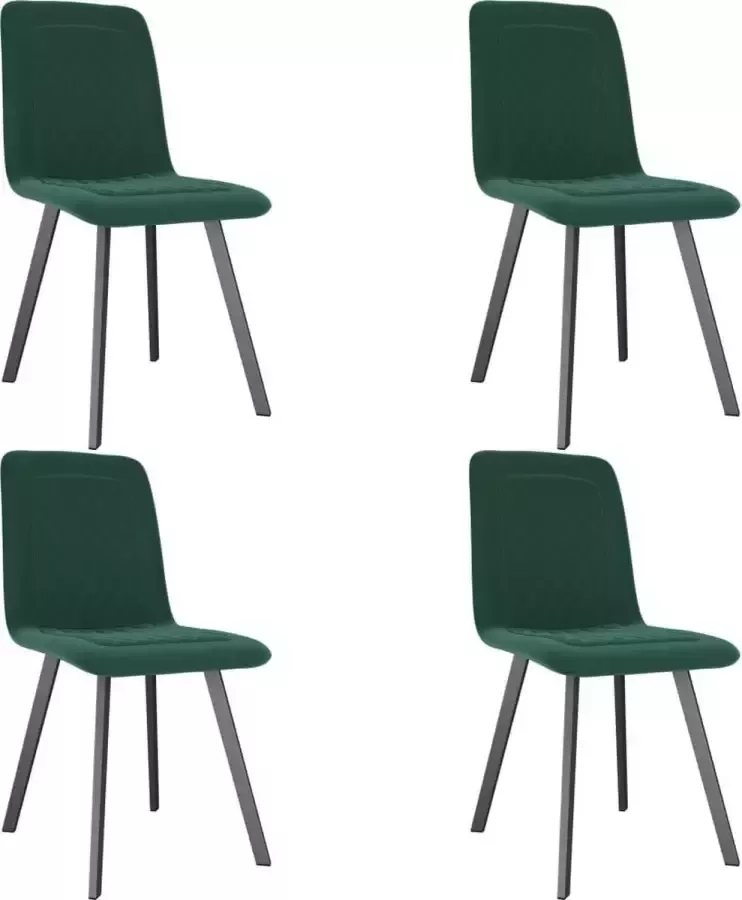 VIDAXL Eetkamerstoelen 4 st fluweel groen - Foto 1