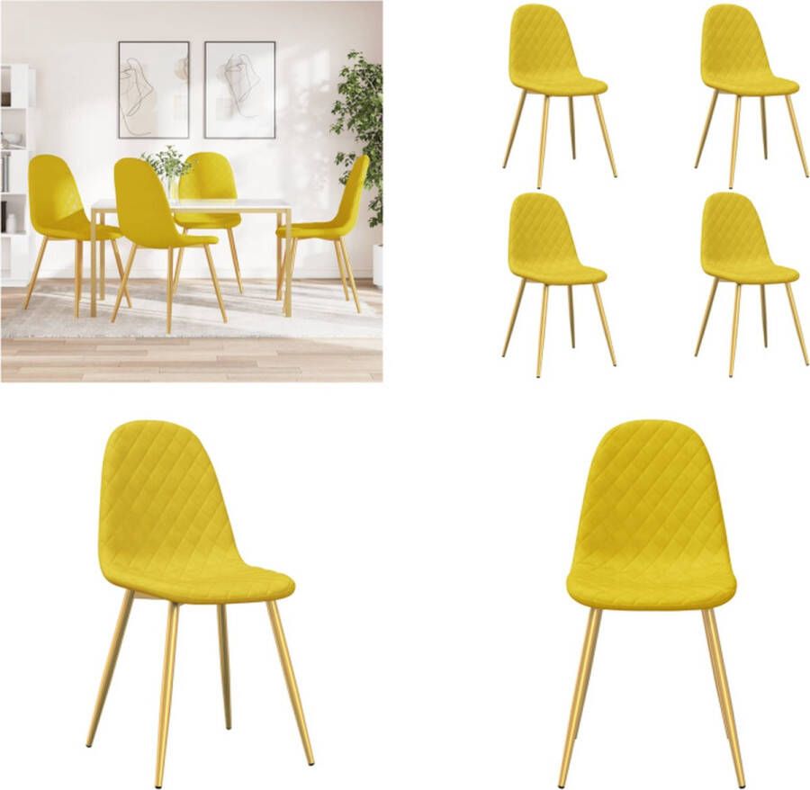 VidaXL -Eetkamerstoelen-4-st-fluweel-mosterdgeel