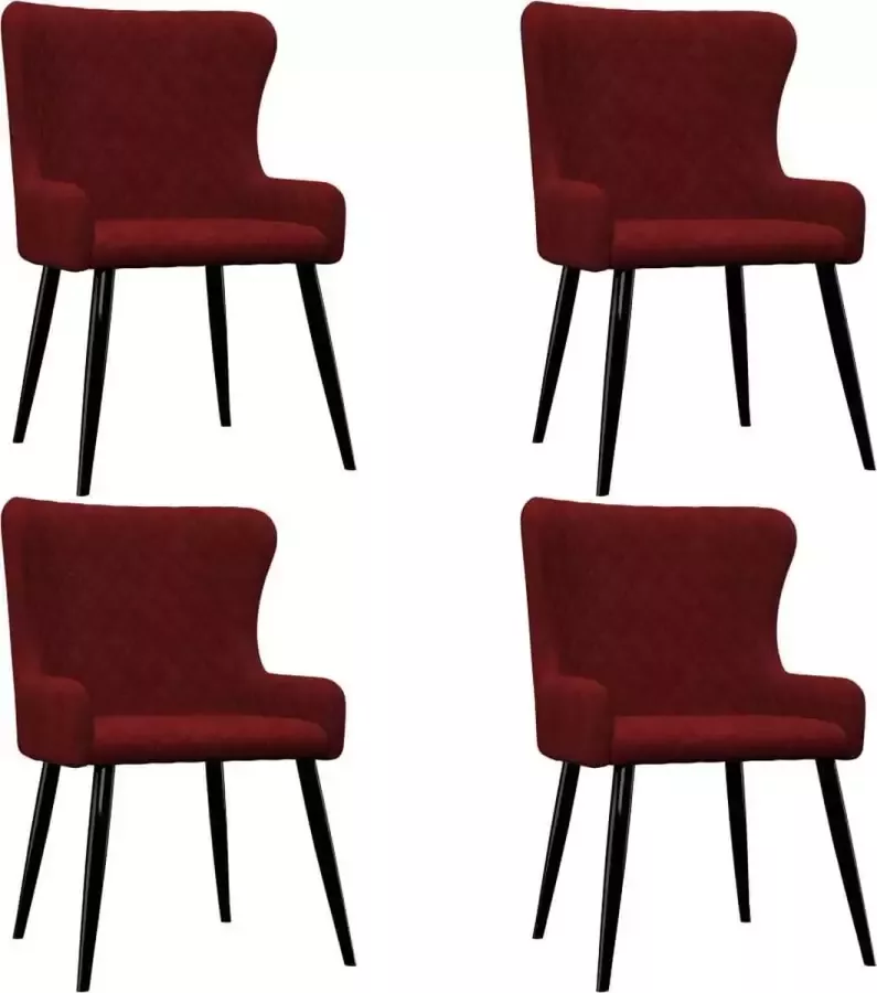 VidaXL Eetkamerstoelen 4 St Fluweel Rood - Foto 1