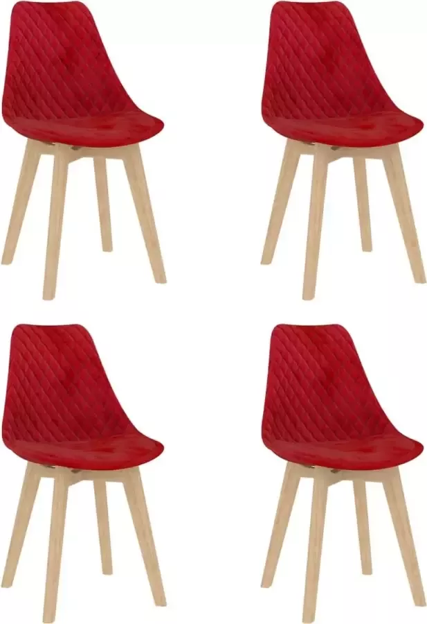 vidaXL Eetkamerstoelen 4 st fluweel rood