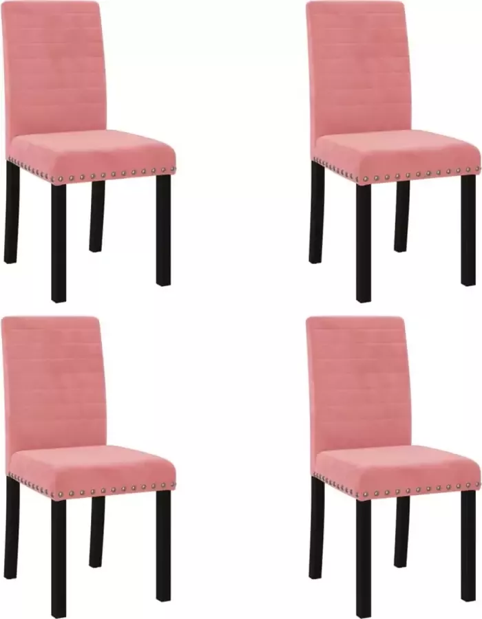 VidaXL Eetkamerstoelen 4 St Fluweel Roze - Foto 2