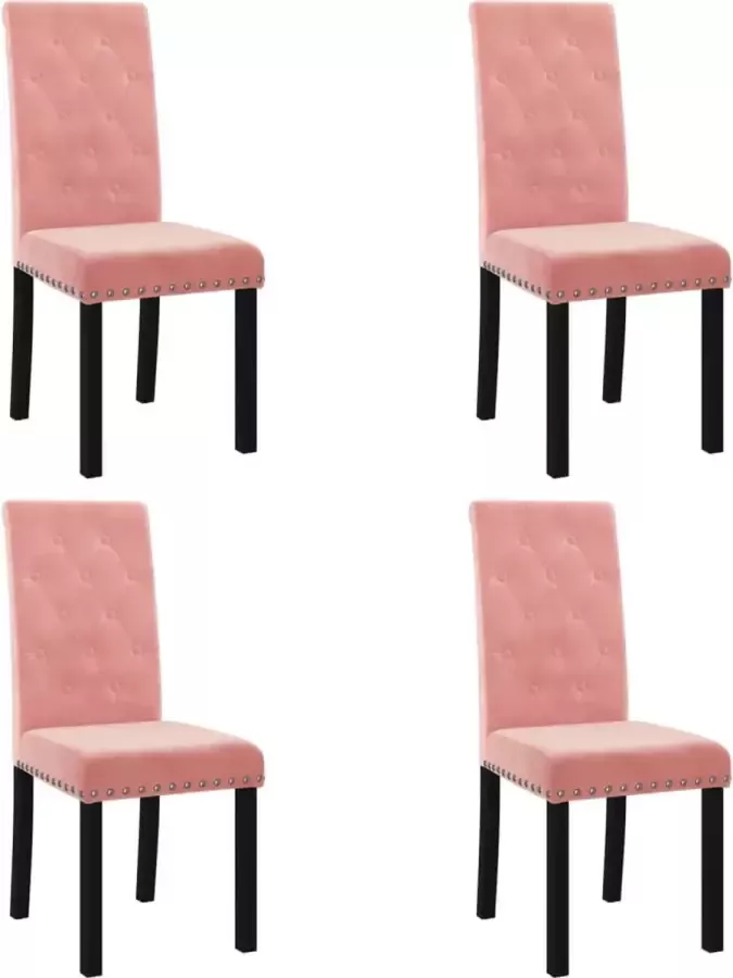 VidaXL Eetkamerstoelen 4 st fluweel roze - Foto 2