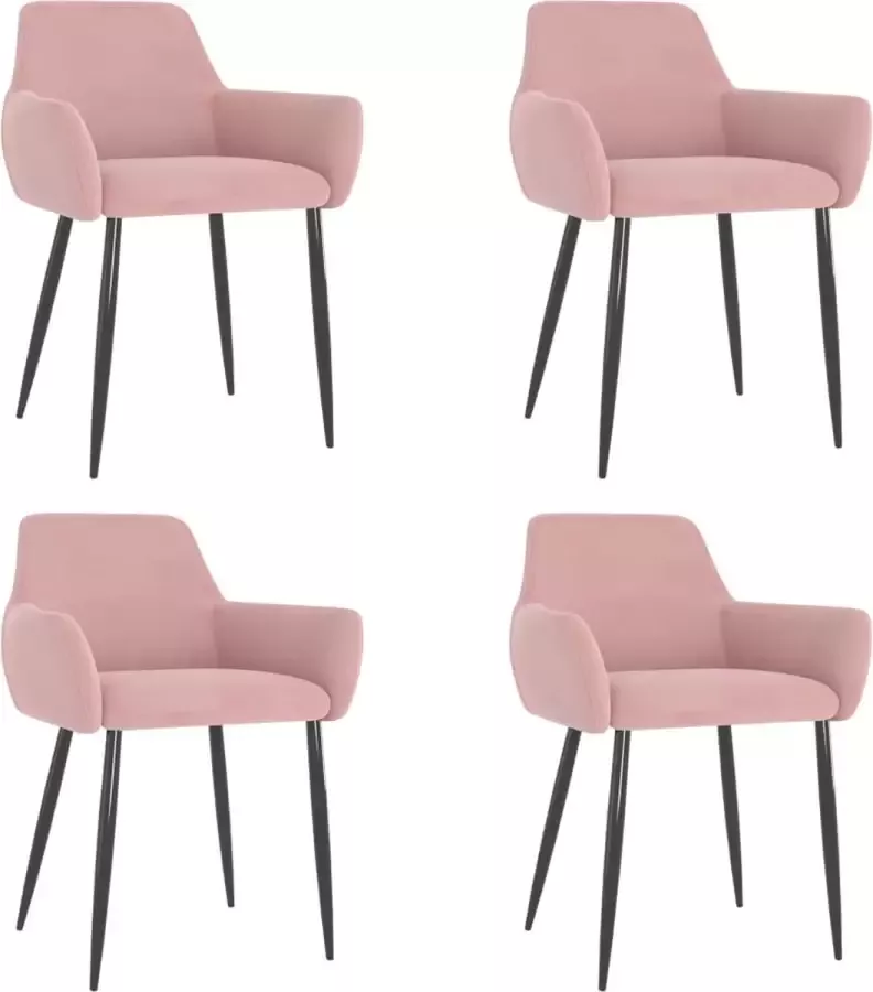 VidaXL Eetkamerstoelen 4 St Fluweel Roze - Foto 1