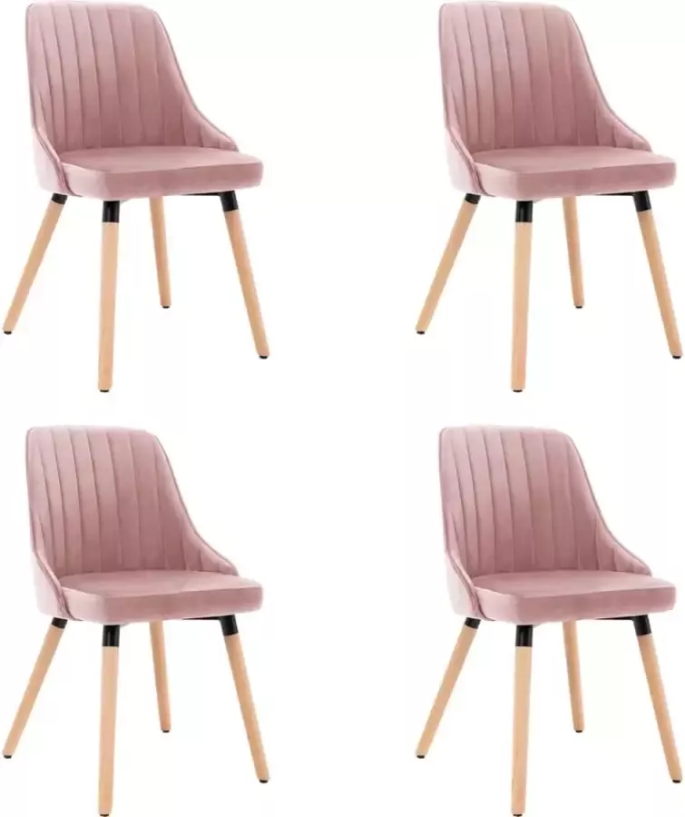 VIDAXL Eetkamerstoelen 4 st fluweel roze - Foto 2