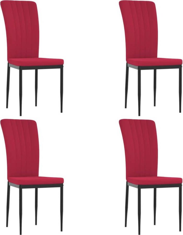 VidaXL Eetkamerstoelen 4 st fluweel wijnrood Eetkamerstoel Velvet Stoel Rode Stoel Elegante Stoel Comfortabele Stoel Dining Chair Lounge Chairs