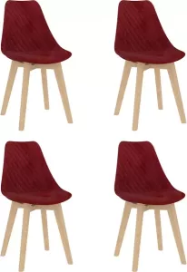 VidaXL Eetkamerstoelen 4 st fluweel wijnrood