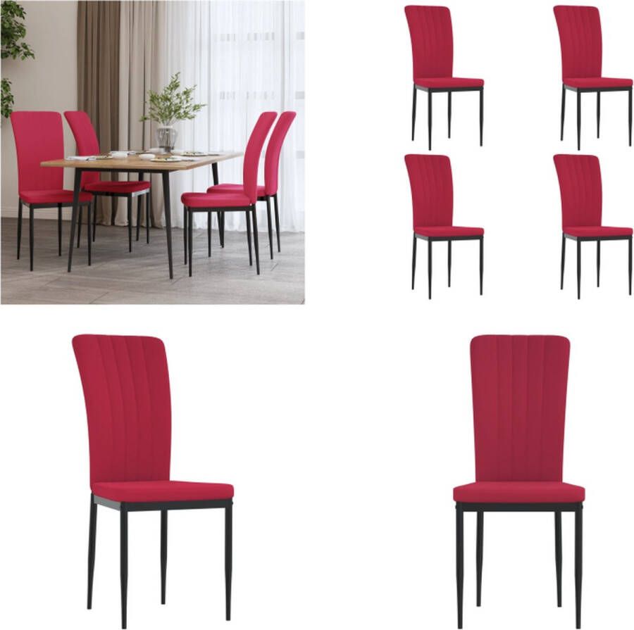 VidaXL Eetkamerstoelen 4 st fluweel wijnrood Eetkamerstoel Eetkamerstoelen Eetstoel Stoel