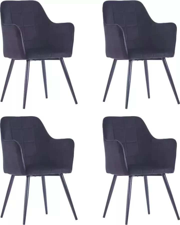 VidaXL Eetkamerstoelen 4 St Fluweel Zwart - Foto 1