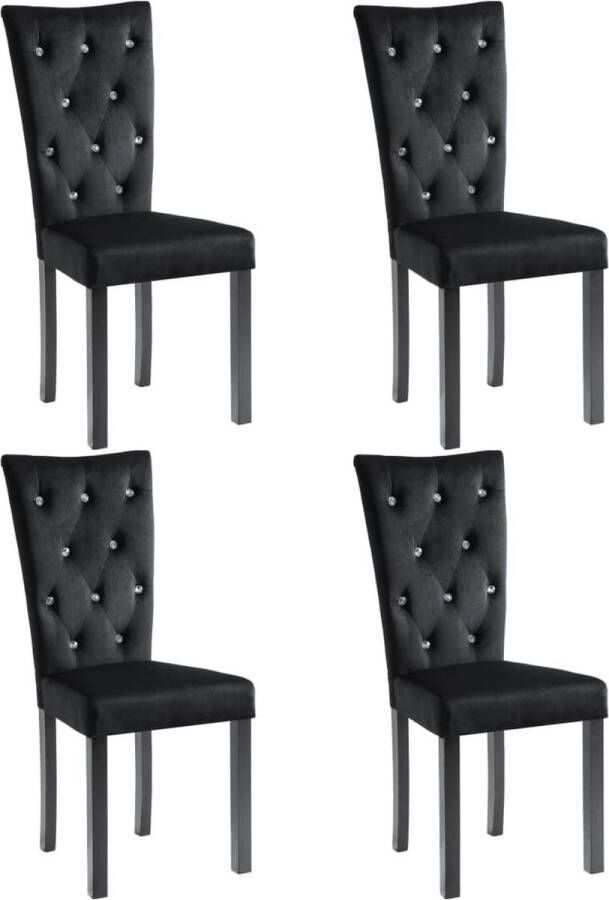 Vida XL vidaXL Eetkamerstoelen 4 st fluweel zwart-VXL-277011 - Foto 3