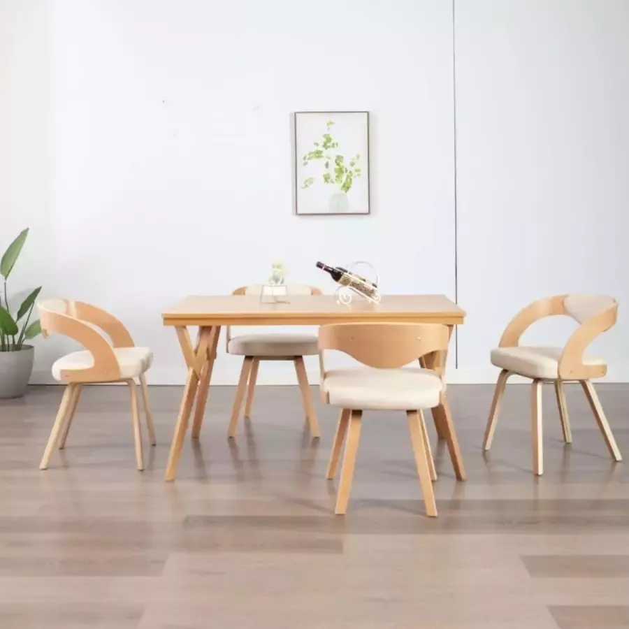 VidaXL Eetkamerstoelen 4 st gebogen hout en kunstleer crÃ¨mekleurig - Foto 10