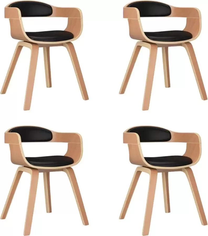 VidaXL -Eetkamerstoelen-4-st-gebogen-hout-en-kunstleer-zwart - Foto 3