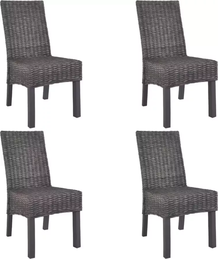 Vida XL Eetkamerstoelen 4 st kubu rattan en mangohout bruin SKU: V275467 - Foto 2