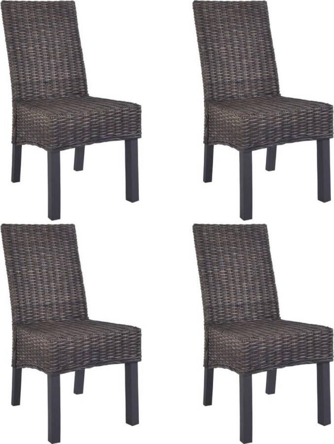 Vida XL Eetkamerstoelen 4 st kubu rattan en mangohout bruin SKU: V275467 - Foto 1