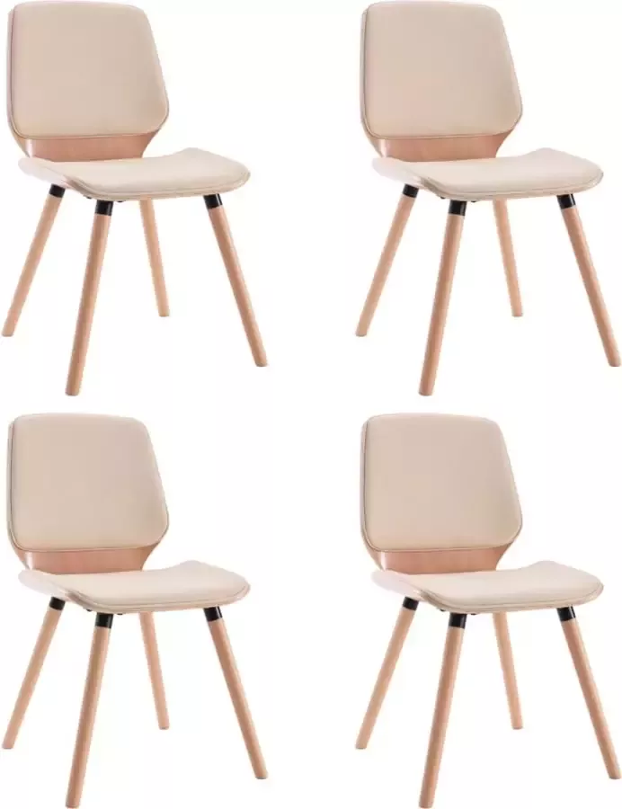 VidaXL Eetkamerstoelen 4 st kunstleer crÃ¨mekleurig - Foto 2
