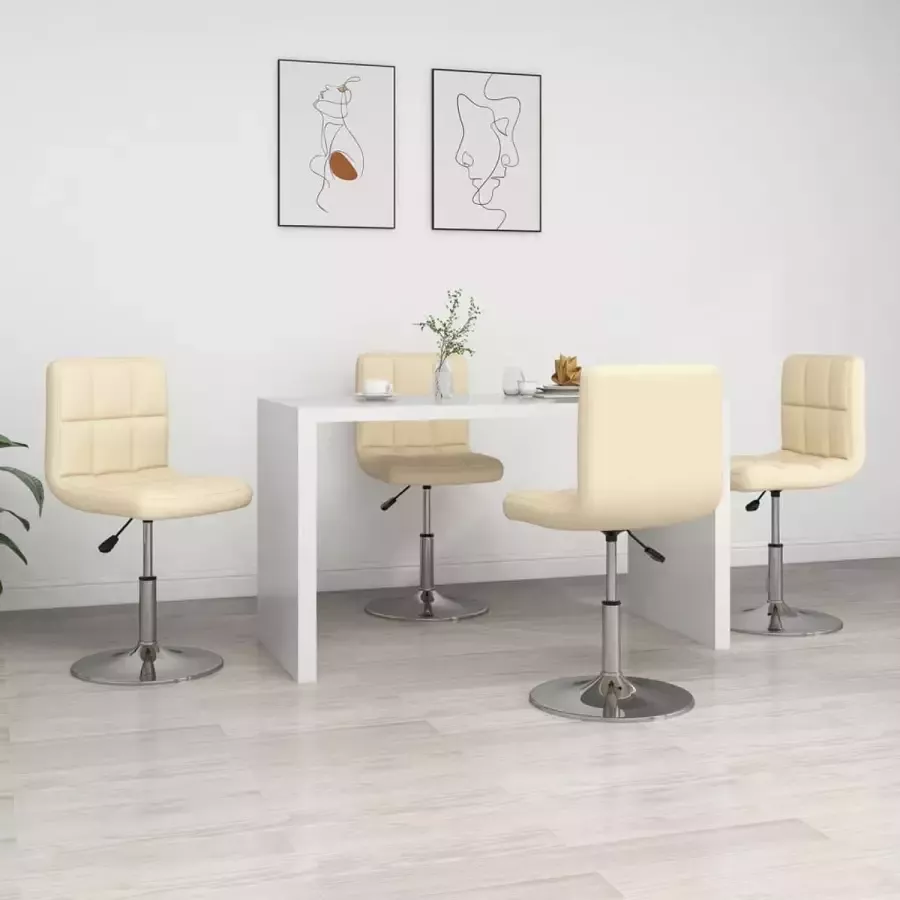 VidaXL Eetkamerstoelen 4 st kunstleer crèmekleurig