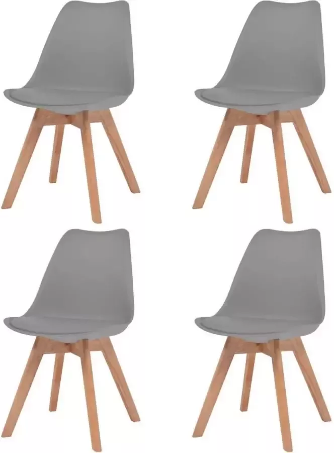 VidaXL -Eetkamerstoelen-4-st-kunststof-grijs - Foto 2