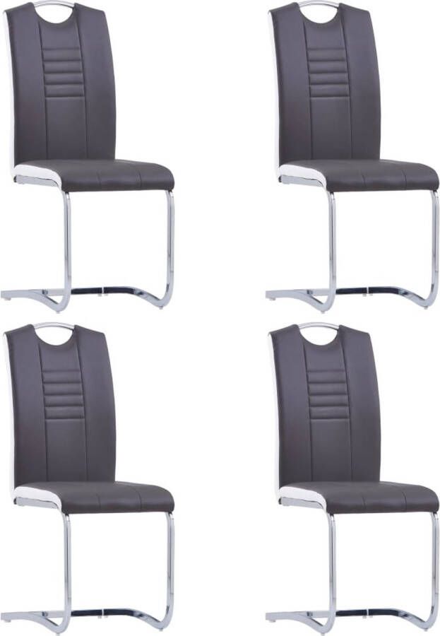 VidaXL Eetkamerstoelen 4 stuks Kunstleer Grijs Eetkamerstoelen Kunstleder Meubels Moderne Eetkamerstoelen Grijs Eetkamerstoelen Zwevende Stoelen Comfortabele Stoelen - Foto 2