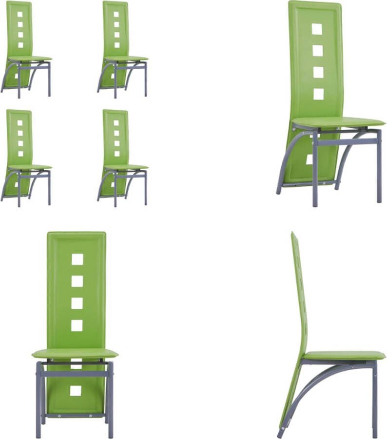 VidaXL Eetkamerstoelen 4 st kunstleer groen Eetkamerstoel Eetkamerstoelen Keukenstoel Keukenstoelen
